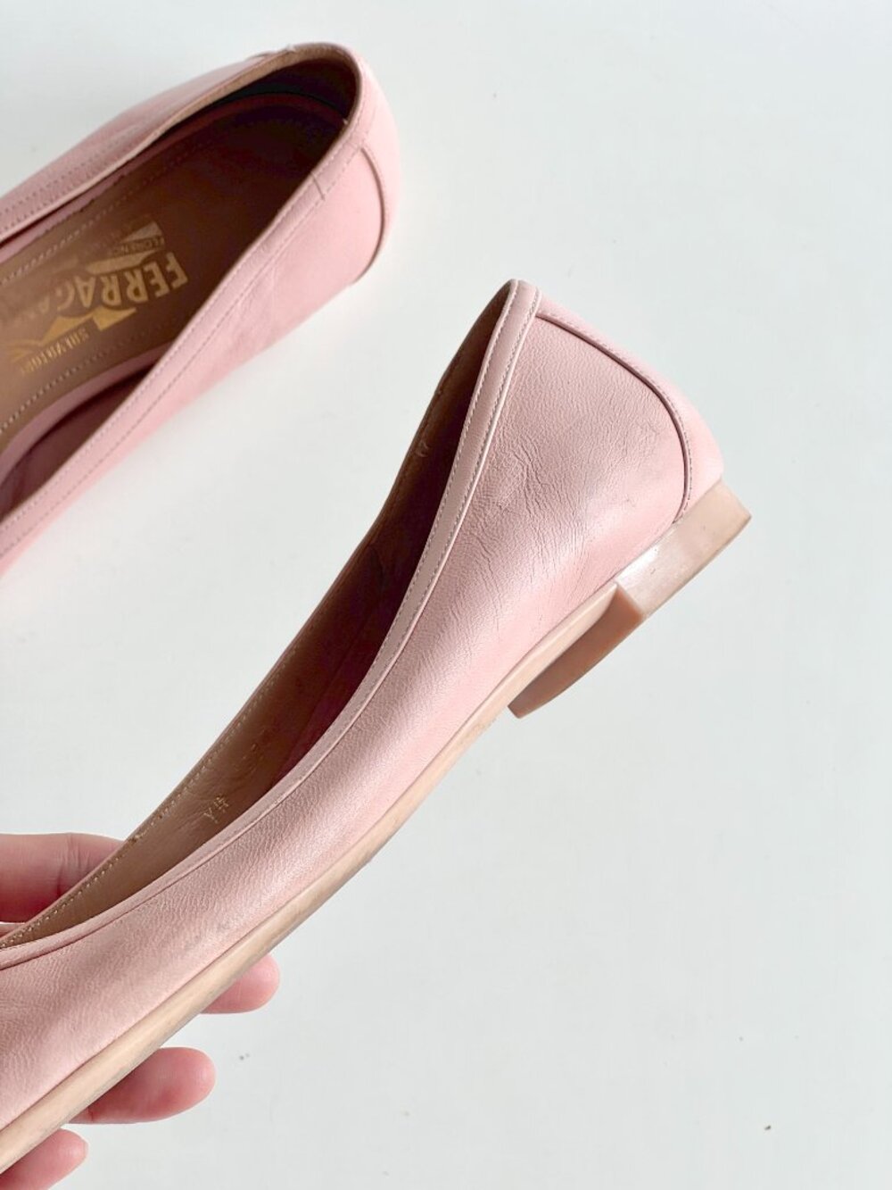 SALVATORE FERRAGAMO Ena Ballet Pink Leather Gancini Ballerina Flats, Size 8 - Picture 12 of 16